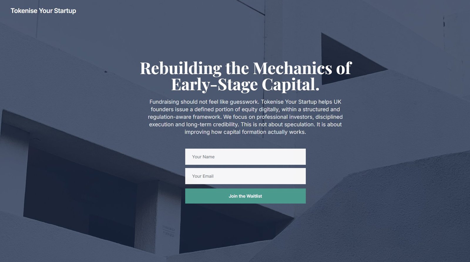 Tokenising Startups website